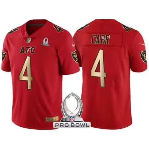 Men's Las Vegas Raiders Customized Red Gold AFC 2017 Pro Bowl Limited Stitched Jersey Men's Las Vegas Raiders Customized Red Gold AFC 2017 Pro Bowl Limited Stitched Jersey